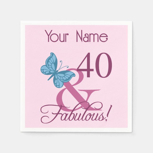 Fabulous 40th Birthday Napkin (Front)