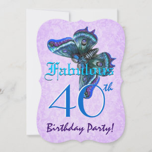 Fabulous 40th Birthday Turquoise Butterflies A01 Invitation
