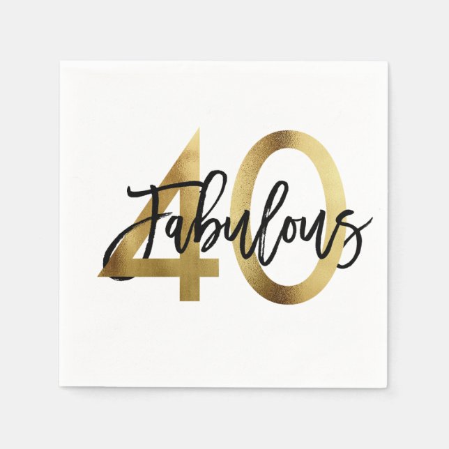 Fabulous 40th | Modern Elegant Chic Gold Birthday Napkin (Front)