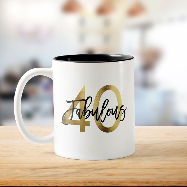 Fabulous 40th | Modern Elegant Chic Gold Birthday Two-Tone Coffee Mug (Creator Uploaded)