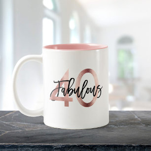 Fabulous 40th   Modern Elegant Rose Gold Birthday Two-Tone Coffee Mug