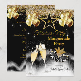 Fabulous 50 Birthday Masquerade Party  Invitation