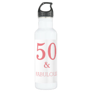 Fabulous 50 Birthday Party Coral Pink Custom Colou 710 Ml Water Bottle