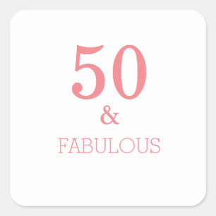 Fabulous 50 Birthday Party Coral Pink Custom Colou Square Sticker