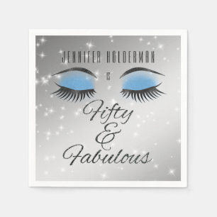 Fabulous 50 Black Blue Glam Eyes Paper Napkins
