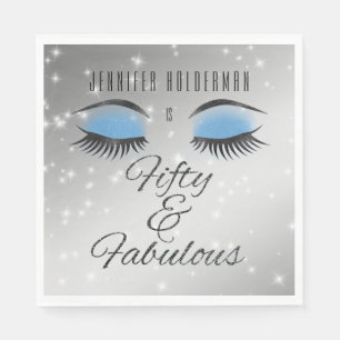 Fabulous 50 Black Blue Glam Eyes Paper Napkins