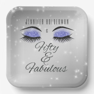 Fabulous 50 Black Periwinkle Glam Eyes Paper Plate
