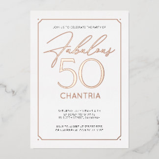 Fabulous 50 Elegant 50th Birthday Foil Invitation