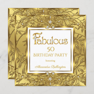 Fabulous 50 Elegant Elite Gold Birthday Party Invitation