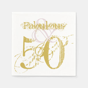 Fabulous & 50 Elegant Gold Pink Birthday Her Napkin