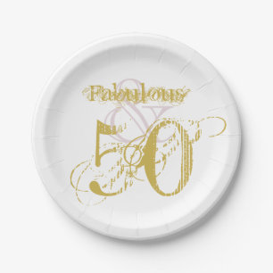 Fabulous & 50 Elegant Gold Pink Birthday  Paper Pl Paper Plate