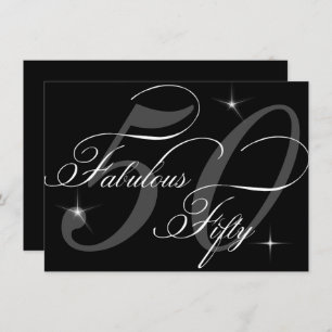 Fabulous 50 fifty Black White 50th Birthday Party Invitation