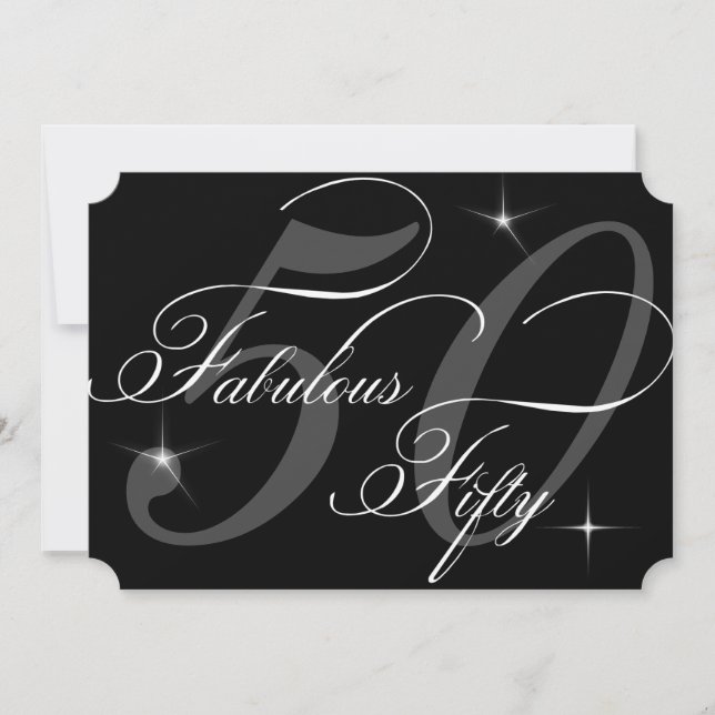 Fabulous 50 fifty Black White 50th Birthday Party Invitation (Front)