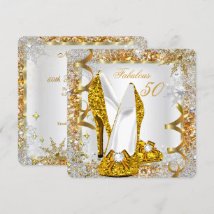 Fabulous 50 Glitter Gold Birthday Party Invitation