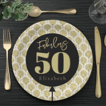 Fabulous 50 Gold Birthday Paper Plate