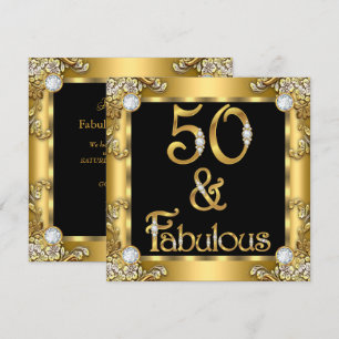 Fabulous 50 Gold Black 50th Birthday Party Invitation