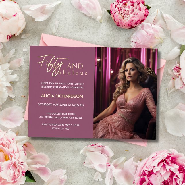 Fabulous 50 Photo Pink Gold Surprise 50th Birthday (Creator Uploaded)