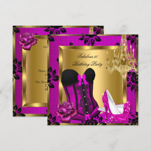Fabulous 50 Pink plum Heels Chandelier Lace Corset Invitation