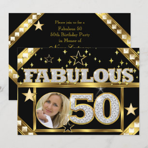Fabulous 50 Retro Glamour Hollywood Gold Photo 4 Invitation