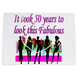 FABULOUS 50TH BIRTHDAY FASHION QUEEN DESIGN LARGE GIFT BAG