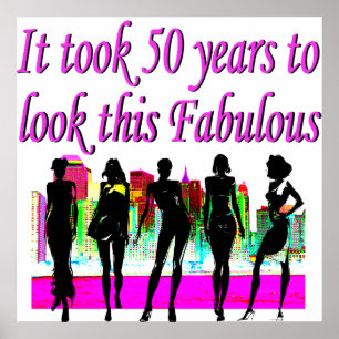 FABULOUS 50TH BIRTHDAY FASHION QUEEN DESIGN POSTER