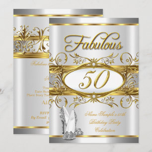 Fabulous 50th Birthday Gold Silver High Heels Invitation
