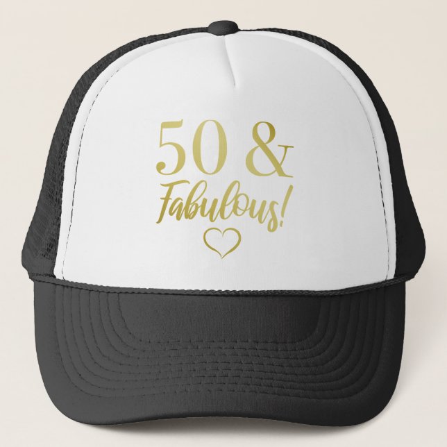 Fabulous 50th Birthday (Gold) Trucker Hat (Front)