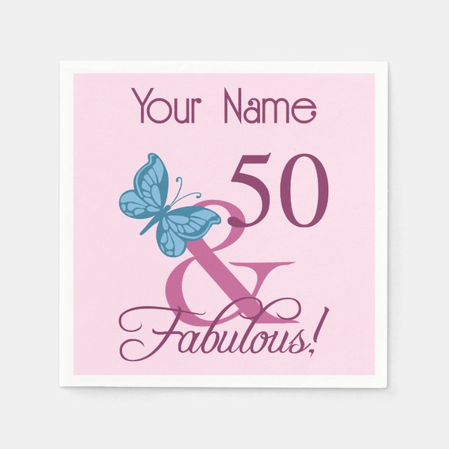 Fabulous 50th Birthday Napkin (Front)