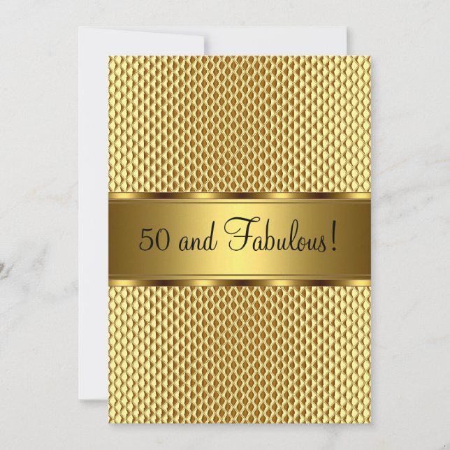 Fabulous 50th Gold Elegant Birthday Party Invitation (Front)