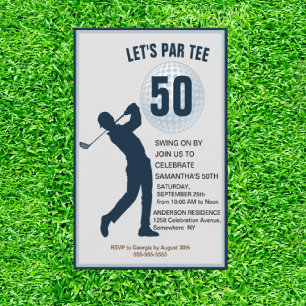 Fabulous 50th Navy Man Golfer Birthday   Invitation
