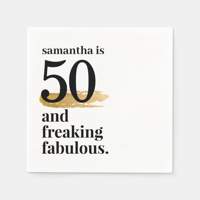 Fabulous 50th Personalised Funny Birthday Napkin (Front)