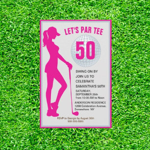 Fabulous 50th Pink Lady Golfer Birthday   Invitation
