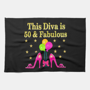 FABULOUS 50TH SHOE LOVER DESIGN TEA TOWEL