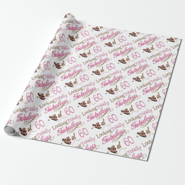Fabulous 60th Birthday Wrapping Paper (Unrolled)
