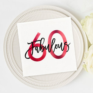 Fabulous 60th Chic Red Modern Elegant Birthday Napkin