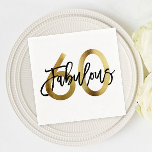 Fabulous 60th   Gold Modern Elegant Chic Birthday Napkin