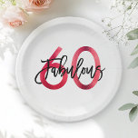 Fabulous 60th | Modern Chic Elegant Red Birthday Paper Plate<br><div class="desc">Celebrate your big 6-0 in style! These elegant paper plates feature modern script and faux red foil—perfect for a fabulous 60th birthday bash that’s classy,  bold,  and unforgettable.</div>