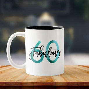 Fabulous 60th   Modern Elegant Teal Green Birthday Two-Tone Coffee Mug