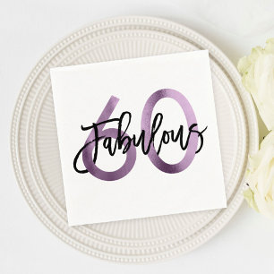 Fabulous 60th   Purple Lilac Elegant Birthday Napkin