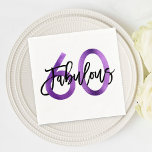 Fabulous 60th | Purple Modern Elegant Birthday Napkin<br><div class="desc">Celebrate your fabulous chic 60th Birthday party with these modern,  elegant party napkins with brush hand lettering and purple / black design for women. Background colour can be changed under "customise further". Part of the "Fabulous 60th" collection.</div>