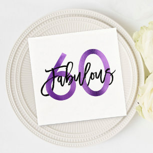 Fabulous 60th   Purple Modern Elegant Birthday Napkin