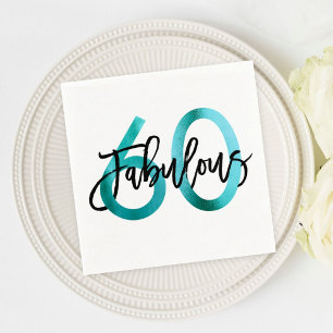 Fabulous 60th   Teal Green Modern Elegant Birthday Napkin