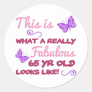 Fabulous 65th Birthday Classic Round Sticker