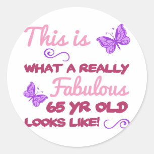 Fabulous 65th Birthday Classic Round Sticker