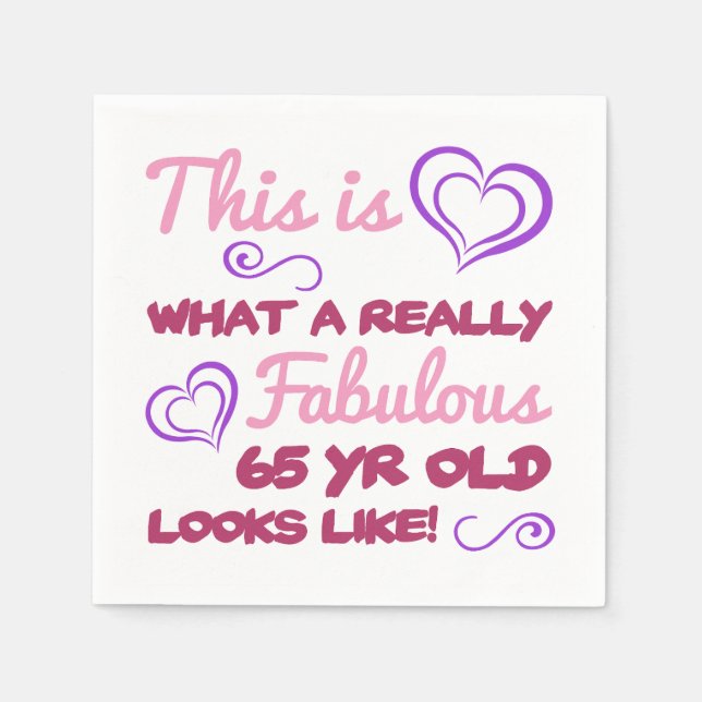 Fabulous 65th Birthday For Women Napkin (Front)
