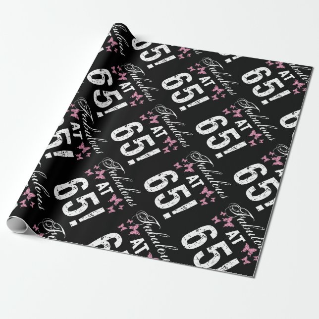 Fabulous 65th Birthday  Wrapping Paper (Unrolled)