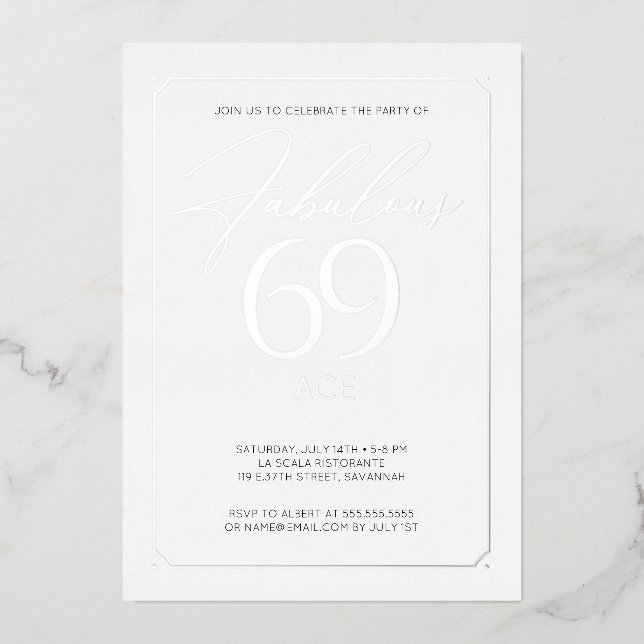 Fabulous 69 Elegant 69th Birthday Foil Invitation (Front)