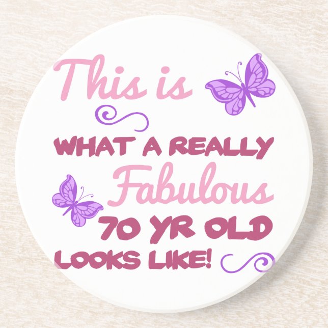 Fabulous 70th Birthday Coaster (Front)