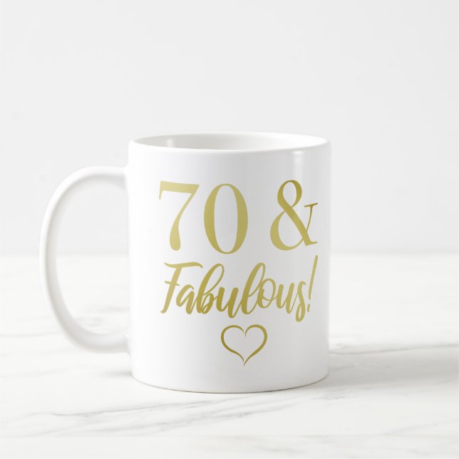 Fabulous 70th Birthday (Gold) Coffee Mug (Left)