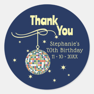 Fabulous 70th Birthday Groovy Retro Party Classic Round Sticker